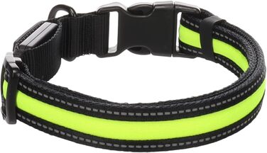 Нашийник для собак Flamingo Flitzy нейлоновий з LED підсвіткою, чорно-жовтий 42-63 см x 25 мм x 5 мм