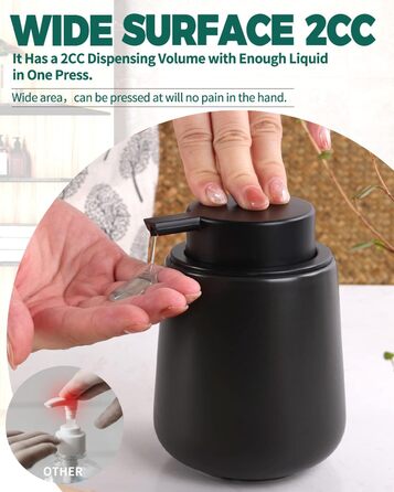 Дозатор мила Umlaca Дозатор рідини для миття посуду, багаторазовий дозатор мила керамічний 350 мл, велика головка насоса легко нат