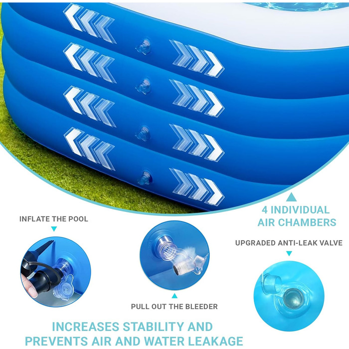 Надувний басейн GooMood, 180,3 x 129,5 x 71,1 см, Дитячий сімейний басейн для літніх водних вечірок, Надувний дитячий м&39яч/пісочниця GooMood без бісфенолу А, для зовнішнього використання, 71 дюйм x 51 дюйм x 28 дюймів