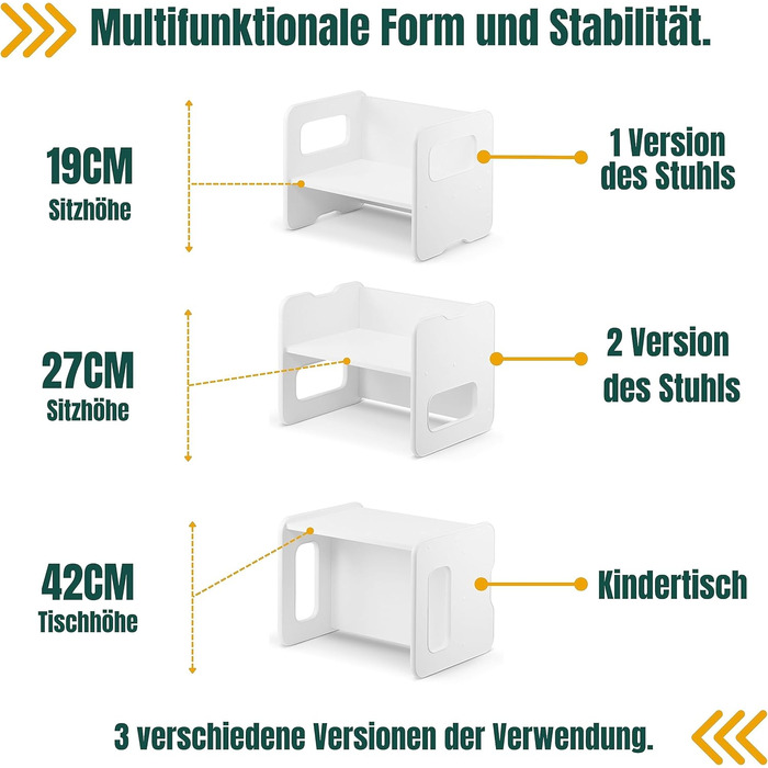Дитяча лавка defiPad дитяча лавка може перетворюватися на дитячий стіл дерев'яна лавка з 2 висотами сидіння дитяча лавка з функціє