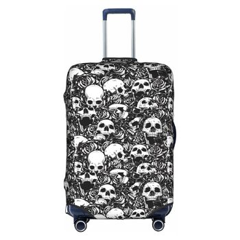 Чохол для валізи BREAUX з квітковим та дизайном черепа, унікальний двосторонній принт, білий, малий розмір