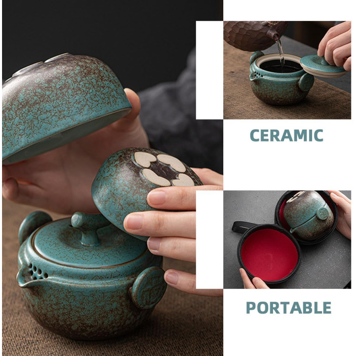 Порцеляновий чайний сервіз з чайником та чашками для дорослих. Зручний для транспортування, зберігає смак чаю. Дизайн, натхненний Японією, для чаювань та індивідуального використання.