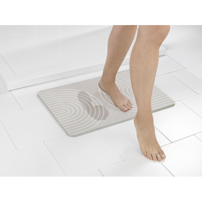 Килимок для ванної WENKO Модель Наска, виготовлений з натурального діатоміту, нековзний, водопоглинаючий та швидковисихаючий, 60 x 1 x 39 см, сіро-бежевий Наска