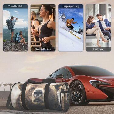 Спортивна сумка для подорожей, дизайн Ведмідь у дикій природі, Чорний колір, Універсальний розмір