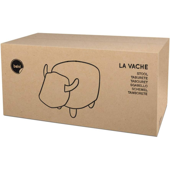 Табурет Balvi La Vache, коричневий, у формі корови, дерев&39яні ніжки, штучна шкіра/дерево, різнокольоровий