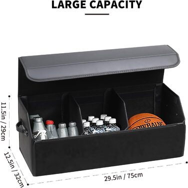 Органайзер для багажника зі шкіри, міцний, складаний, з регульованими відділеннями, надзвичайно великий об'єм (довжина 74.9 см x ширина 31 см x висота 29.2 см), 151