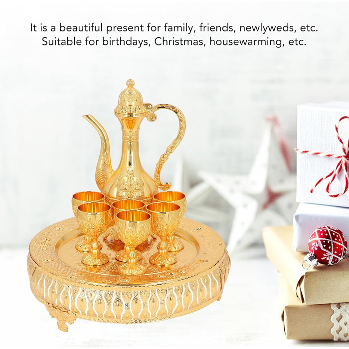 Арамокс Вінтажний чайний сервіз, сплав цинку, елегантний дизайн, ретро-набір для вина, для декору дому, святкових обідів та сімейних зустрічей