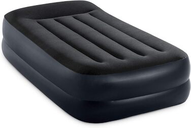 Надувний матрац двомісний Intex Adult Queen Pillow Rest з Fiber-Tech Bip,  з піднятою спинкою верх чорний/низ синій