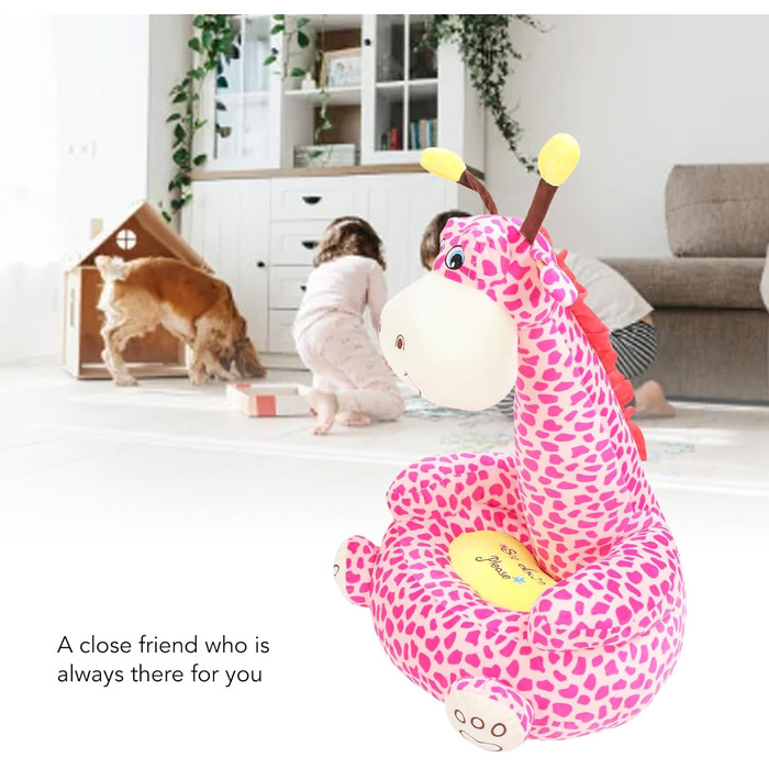 Дитяче крісло з плюшевим персонажем, м&39яке, зручне мультяшне крісло-диван, матеріал кришталевий оксамит (рожевий олень)