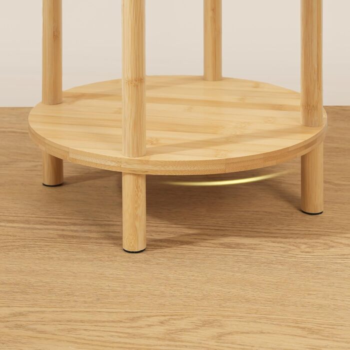 Круглий бамбуковий бічний столик HOOBRO, тумбочка з піднятим краєм, сучасний диван-столик, для невеликих приміщень, вітальні, спальні, коридору, вхідної зони, натуральний EYL156BZ01 натуральні кольори