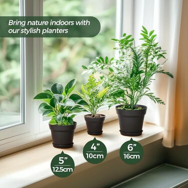 Пластиковий квітковий горщик з блюдцем, набір з 18 квіткових горщиків кімнатна сівалка з декількома дренажними отворами, невеликий