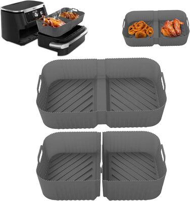 Силіконові вставки Аксесуари для фритюрниці 10.4L Ninja AF500EU AF500EUCP, силіконова форма для аксесуарів для фритюрниці (сірий-2 шт. и 5.2 л ука 10.4 л) чорний 2 шт. и 5,2 л ука 10,4 л