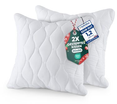 Подушка для постільної білизни Utopia 80x80 см (комплект з 2 шт.), стьобана подушка для ліжка та як декоративна подушка, наповнювач подушки, подушка для дивана, декоративна подушка для дивана (біла) 80 x 80 см (комплект з 2 шт.)