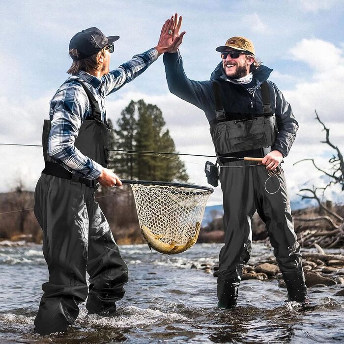 Вейдерси для чоловіків та жінок, рибальські вейдерси з чобітьми, рибальські штани для дорослих з чобітьми, дихаючі водонепроникні вейдерси для любителів спортивної риболовлі, риболовлі, водних видів спорту, активного відпочинку B-43