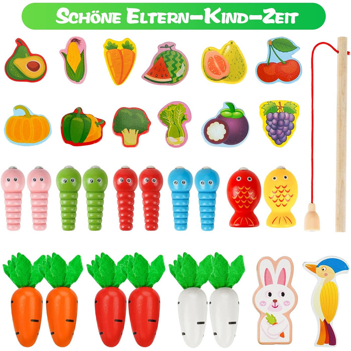 Іграшки Goffii Монтессорі, дитячі дитячі деревяні іграшки 8-в-1, сільськогосподарські машини, іграшка для сортування врожаю моркви