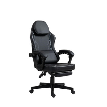 Чорне ігрове крісло - Підставка для ніг - Ергономічне - Регульована висота