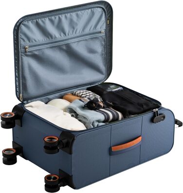 Ручна валіза Trier Soft Shell 55 35 23 см, легка тканинна валіза на колесах, дорожня валіза з колесами та кодовим замком, 47 літрів, темно-синя, розмір S