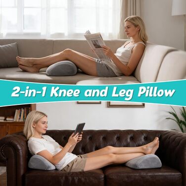 Подушка для колін, подушка для підняття ніг, подушка для ніг, подушка для колін для сну, ергономічна подушка з позиціонування з піни з пам&39яттю форми для колін та ніг (світло-сіра)