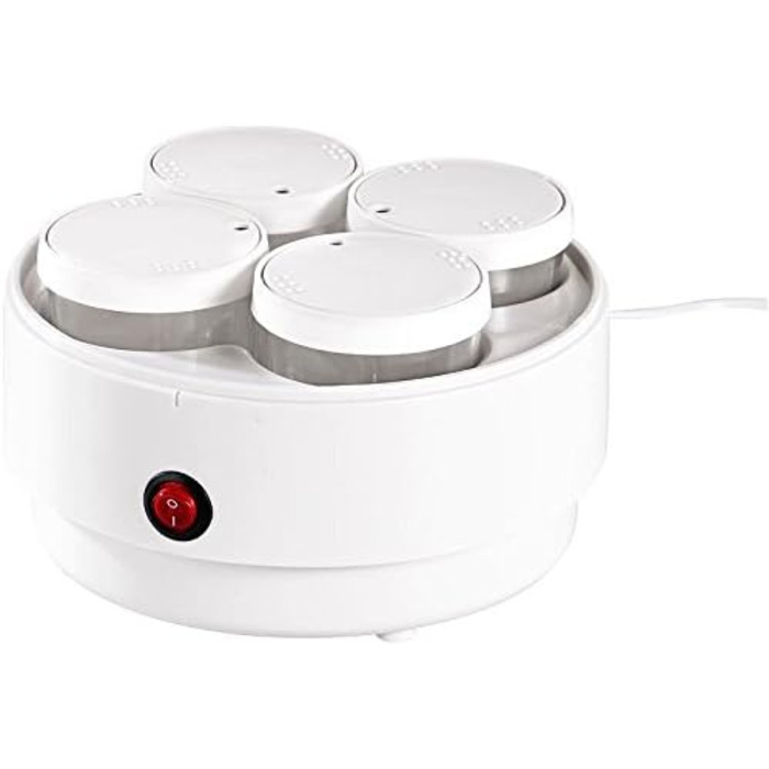 Йогуртова машина PEARL йогуртниця з 4 порційними баночками по 150 мл кожна, її можна мити в посудомийній машині (йогуртова машина, йогуртова машина, торговий автомат)