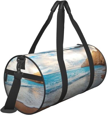 Спортивна сумка для подорожей, пляжна сумка з тропічним дизайном, швидке друкування малюнка, чорна, універсальний розмір