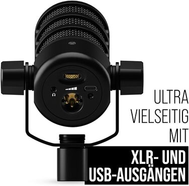 �DE PodMic Динамічний мікрофон-гучномовець XLR/USB для подкастингу, стрімінгу, ігор, виробництва музики та створення контенту PODM