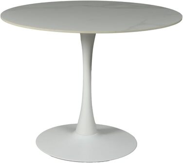 Обідній стіл WEBER INDUSTRIES ISA, круглий, з каменю, 4/5 осіб, діаметр 100 см, білий