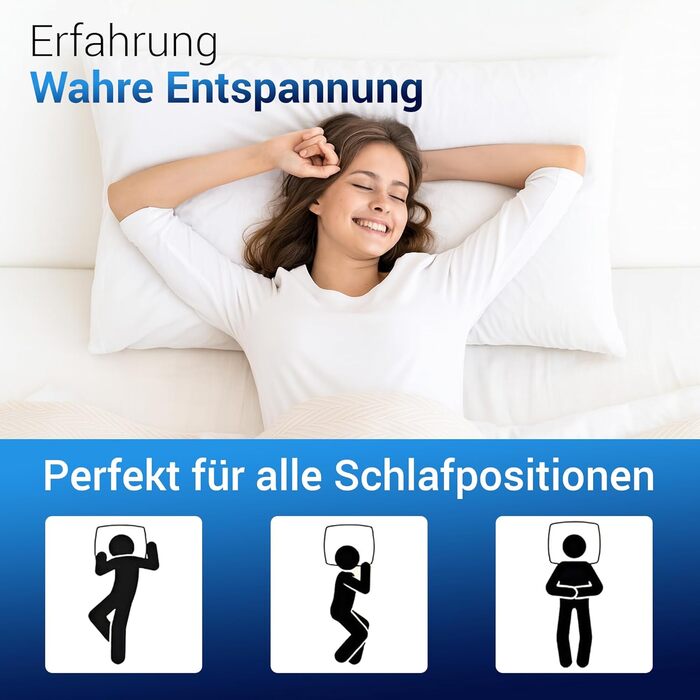 Пухові подушки 40x80 см (комплект з 2 шт.) - Подушки зі 100 пір&39яним наповнювачем та бавовняним чохлом, сертифіковані Oeko-Tex та виготовлені в Німеччині, ідеально підходять для алергіків та дітей, наповнювач 600 г, комплект з 2 шт., 40 x 80 см