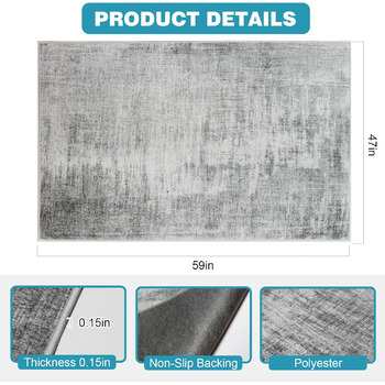Захисний килимок для офісних стільців, 120x150 см, килимок для офісного стільця, захисний килимок для твердої підлоги, нековзний килимок для офісного стільця, килимок для твердої підлоги, ламінат та плитка, 120 x 150 см, сіра текстура