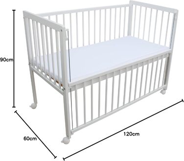 Дитяче ліжко/приліжко/колиска Micoland 3-в-1 120x60 см з матрацом білого кольору