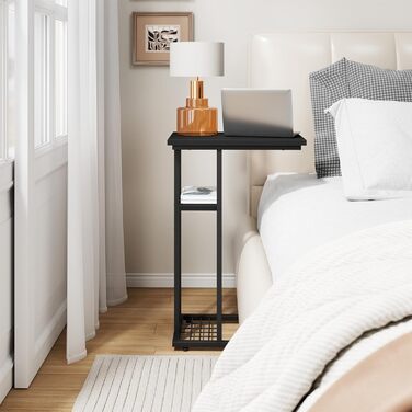 Журнальний столик YMYNY C-подібної форми, елегантний маленький диван-столик, промисловий дизайн, диван-столик 40 x 26 x 61,5 см, стіл для вітальні, спальня, вітальня, чорний HST004B, комплект з 1 предмета, чорний