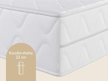 Ортопедичний комфортний матрац Badenia Trendline BT100 2-в-1 Duo XXL, 7-зонний, висота 22 см, рівні жорсткості 2 та 3, 140 x 200 см, сертифікований Oeko-Tex, виготовлений відповідно до німецьких стандартів якості. Рівні жорсткості H2 (м&39який) H3 (середн