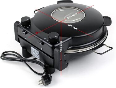 Піцайола зі стільницею з керамічного каменю Ø32 см і оглядовим вікном, два нагрівальні елементи max. 400C, з таймером