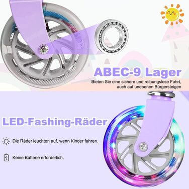 Дитячий самокат Yuanj Scooter 6 років, регульований по висоті дитячий самокат зі світлодіодними PU колесами, дитячий самокат для д