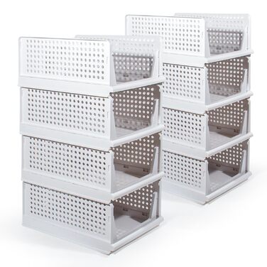 Набір органайзерів для гардеробу з 8 предметів, складні коробки для зберігання, система організації шухляд, шафок та гардеробів (білий - 18 см * 8)