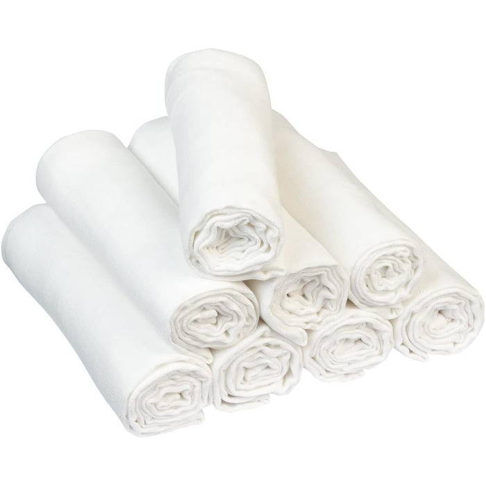 Набір муслінових пелюшок BORNINO 8 шт. , пелюшка для немовлят/дівчаток/хлопчиків, пелюшка для відрижки, пелюшка для обіймів, 80x80