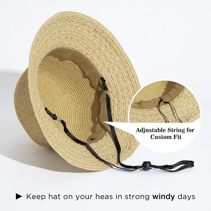 Жіночий сонцезахисний капелюх Comhats, складний солом&39яний капелюх для пляжу, захист від ультрафіолету, літній капелюх, бежевий, розмір M