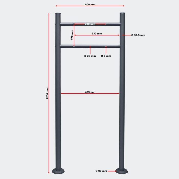 Окремостояча підставка для поштової скриньки Metzler з надійною основою та універсальним розміщенням, антрацит, стійка до атмосферних впливів, нержавіюча, сумісна з багатьма моделями, ідеально підходить для палісадників та відкритих майданчиків, антрацит,