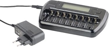 Зарядний пристрій tka Kbele Akkutechnik зарядний пристрій для 8 батарейок типу AA(A), РК-дисплей та контроль окремих слотів (зарядний пристрій, швидкий зарядний пристрій, універсальний)