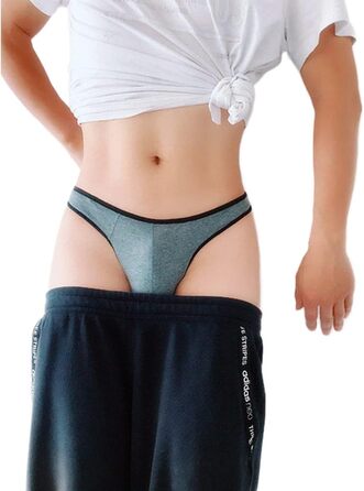 Стрінги чоловічі RSLOVE, бавовна, T-подібна спинка, чорний/сірий/червоний, 3 шт.