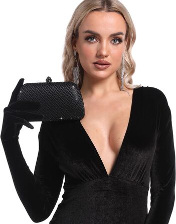 Елегантний міні-клатч FGG з кристалами для жінок, ідеальний для особливих подій, вечірок та весіль. Чорний колір, універсальний розмір.