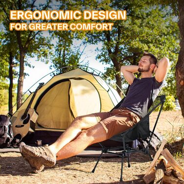 Складаний кемпінговий стілець Sportneer, портативний кемпінговий стілець, вантажопідйомність 150 кг, надлегкий, маленький складний стілець із сумкою для пікніків, активного відпочинку на свіжому повітрі, походів, 1 чорний