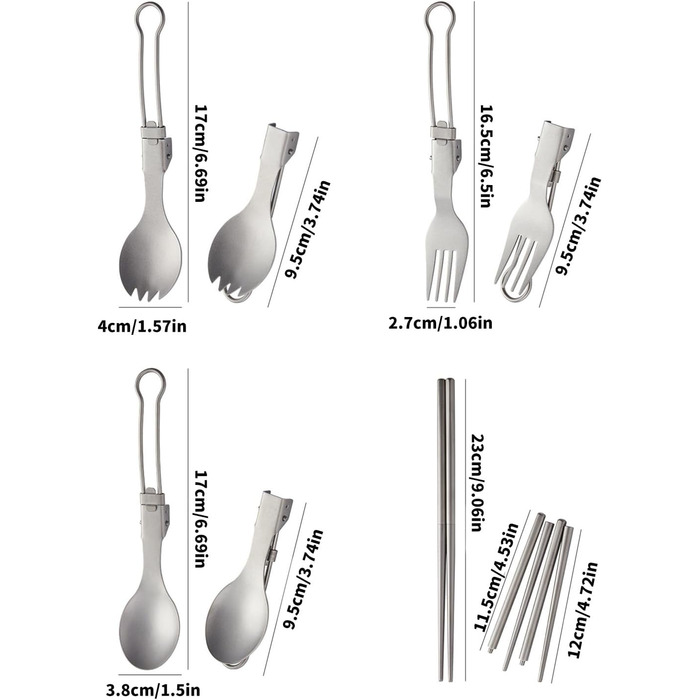 Кемпінговий набір столових приборів Виделка ложка палички металевий посуд складний посуд столові прилади для пікніків походи на пр