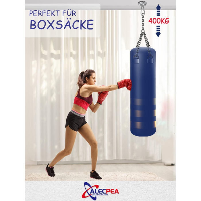 Стельові гачки ALECPEA з нержавіючої сталі для боксерських груш комплект 2 - Вантажопідйомність 400 кг - Вибухозахищене кріплення