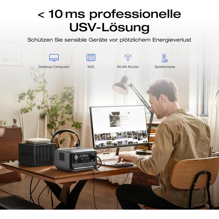 Портативна електростанція ECOFLOW RIVER 3 Plus, акумулятор LFP 286 Втгод, вихідна потужність до 1200 Вт, час роботи понад 16 годин для пристроїв &lt100 Вт, можливість розширення до 858 Втгод, ДБЖ &lt10 мс, сонячний генератор для кемпінгу, RV RIVER3 Plus