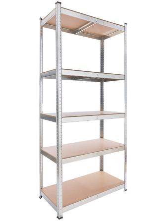 Міцний стелаж Arebos 200x90x45 см Вантажопідйомність 1000 кг 5 полиць з МДФ Легке складання за допомогою вставної системи, без потреби в гвинтах Стелаж, стелаж для зберігання, стелаж для підвалу, вставний стелаж, стелаж для майстерні Оцинкований