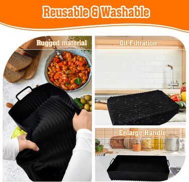 Силіконова форма для аксесуарів для фритюрниці Ninja AF500EU - Термостійка фритюрниця 3PCS Силіконова форма для фритюрниці Ninja Foodi Flexdrawer 10.4 л AF500DE силіконові форми, які легко чистити. 3 шт. силіконова форма