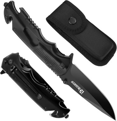 Багатофункціональний складаний ніж IKORES, 22-сантиметровий одноручний ніж з нейлоновими піхвами та кишеньковою кліпсою, відкривач