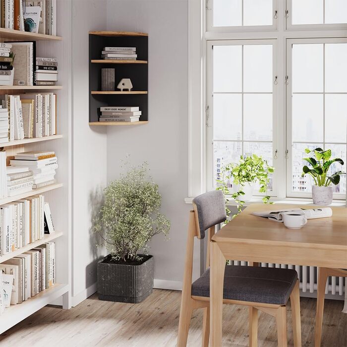 Кутова полиця Vicco Ecki, книжкова полиця, антрацит/золотий дуб, 30 x 60 см Антрацит/золотий дуб 60x30 см