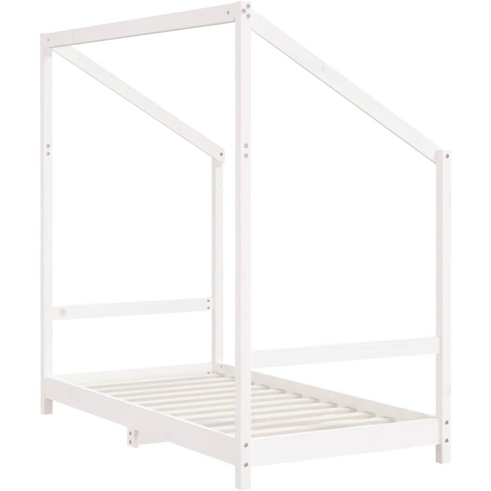 Дитяче ліжко, біле, 80x160 см, виготовлене з масиву сосни з міцним каркасом та повітропроникними фанерними ламелями для гарної підтримки - , 165,5 x 85,5 x 158 см, біле