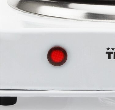 Гаряча плита Tristar KP-6185 Ø 15 см 1000 Вт нержавіюча сталь з термостатом ідеально підходить для кемпінгу біла одинарна конфорка